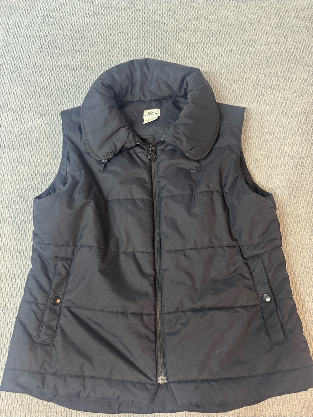 Lacoste Vest Black Womens Sz XS Hooded